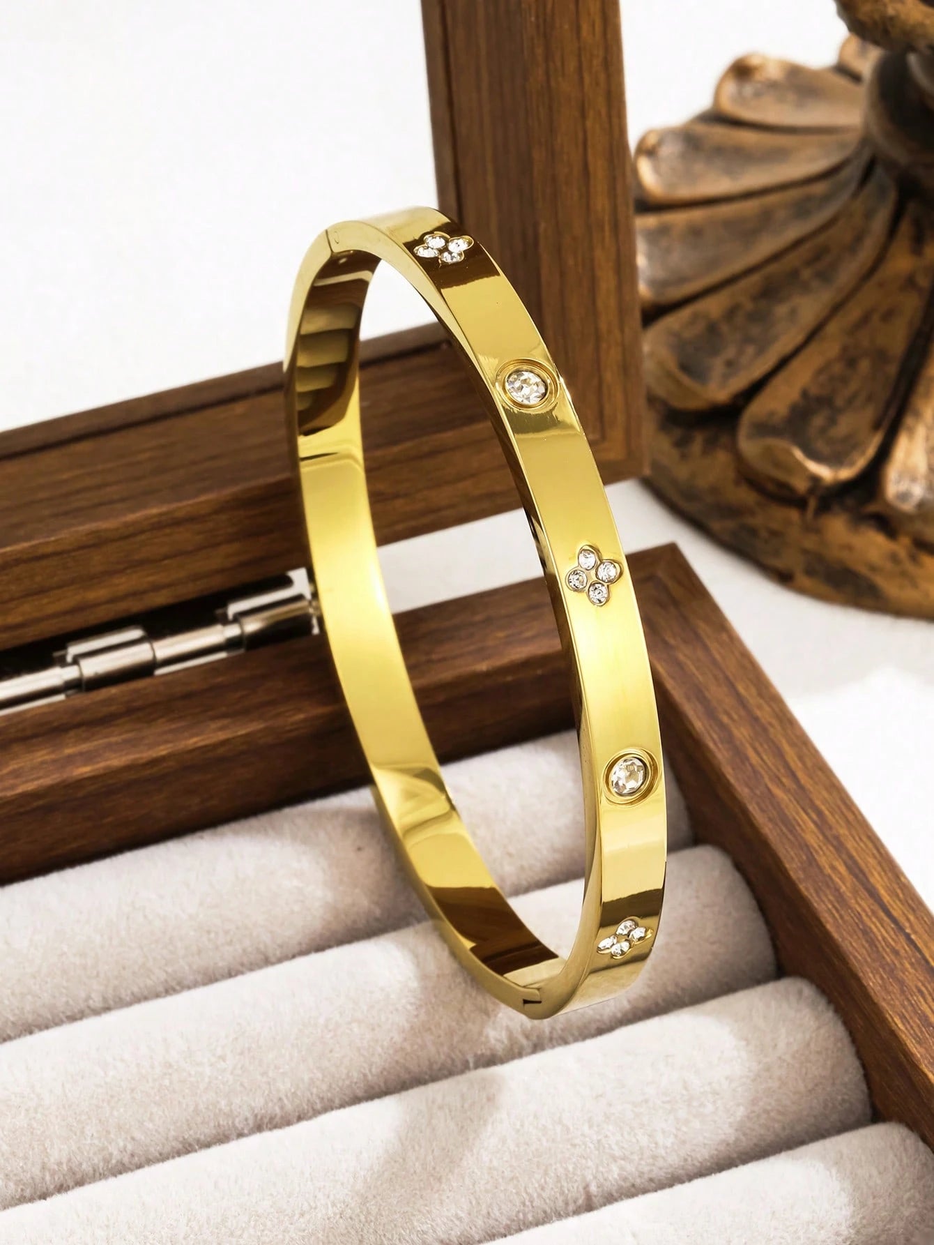 Golden Petal Trio Bangle Set